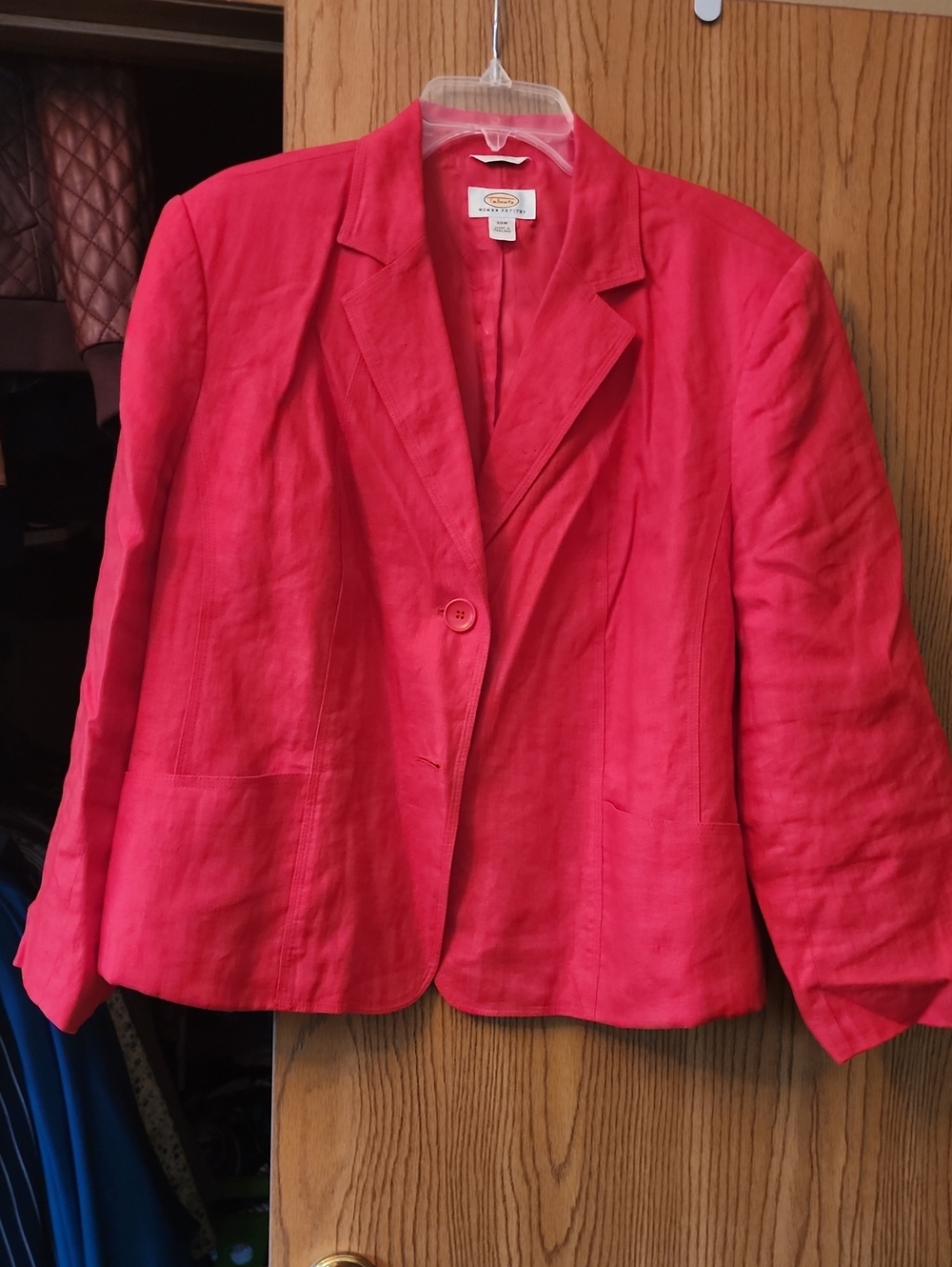 Talbots Hot Pink Linen Single-Button Blazer